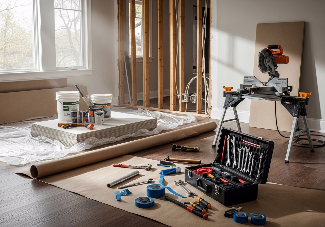 Murphy Bed Installation β tools and materials staged in a Greater Toronto Area home