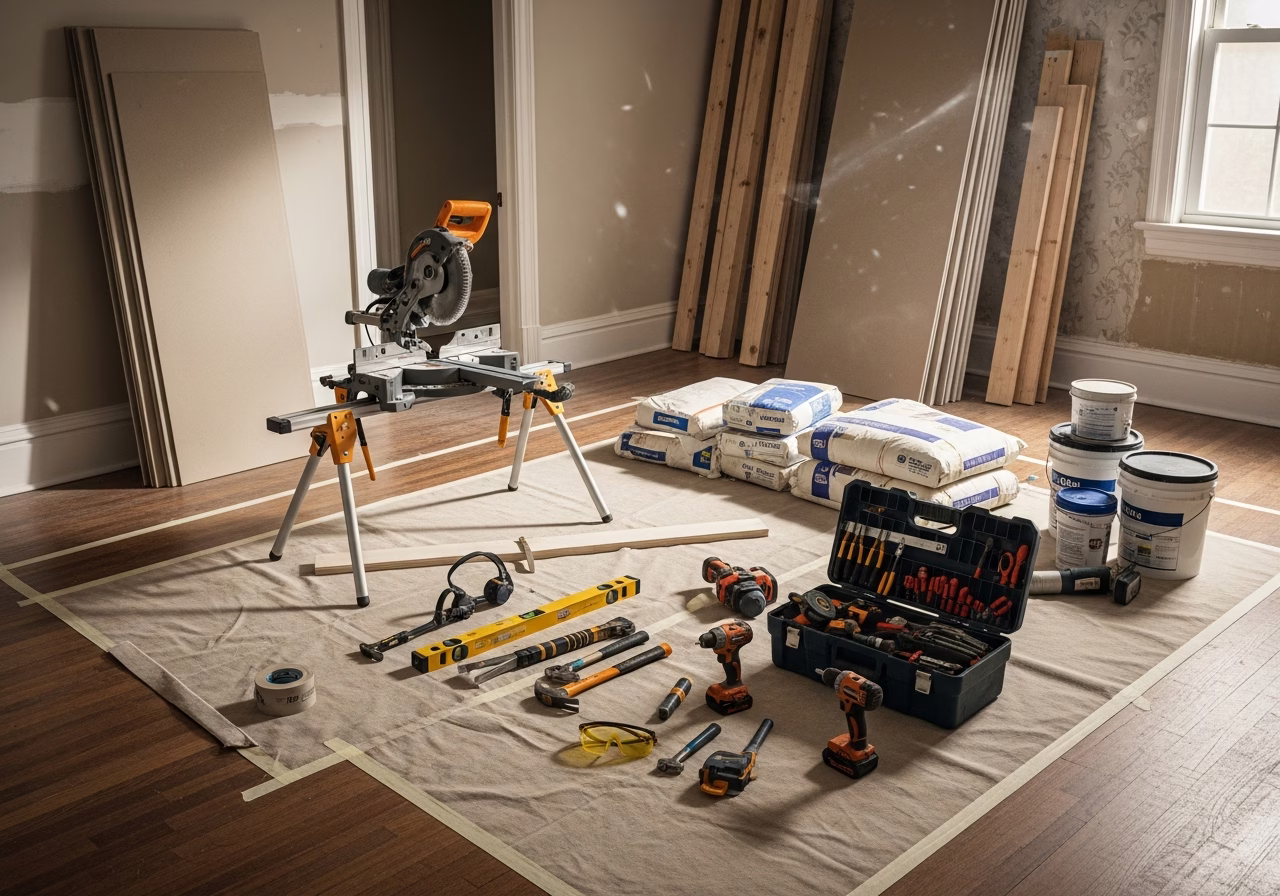 Murphy Bed Mattress Types — tools and materials staged in a Greater Toronto Area home