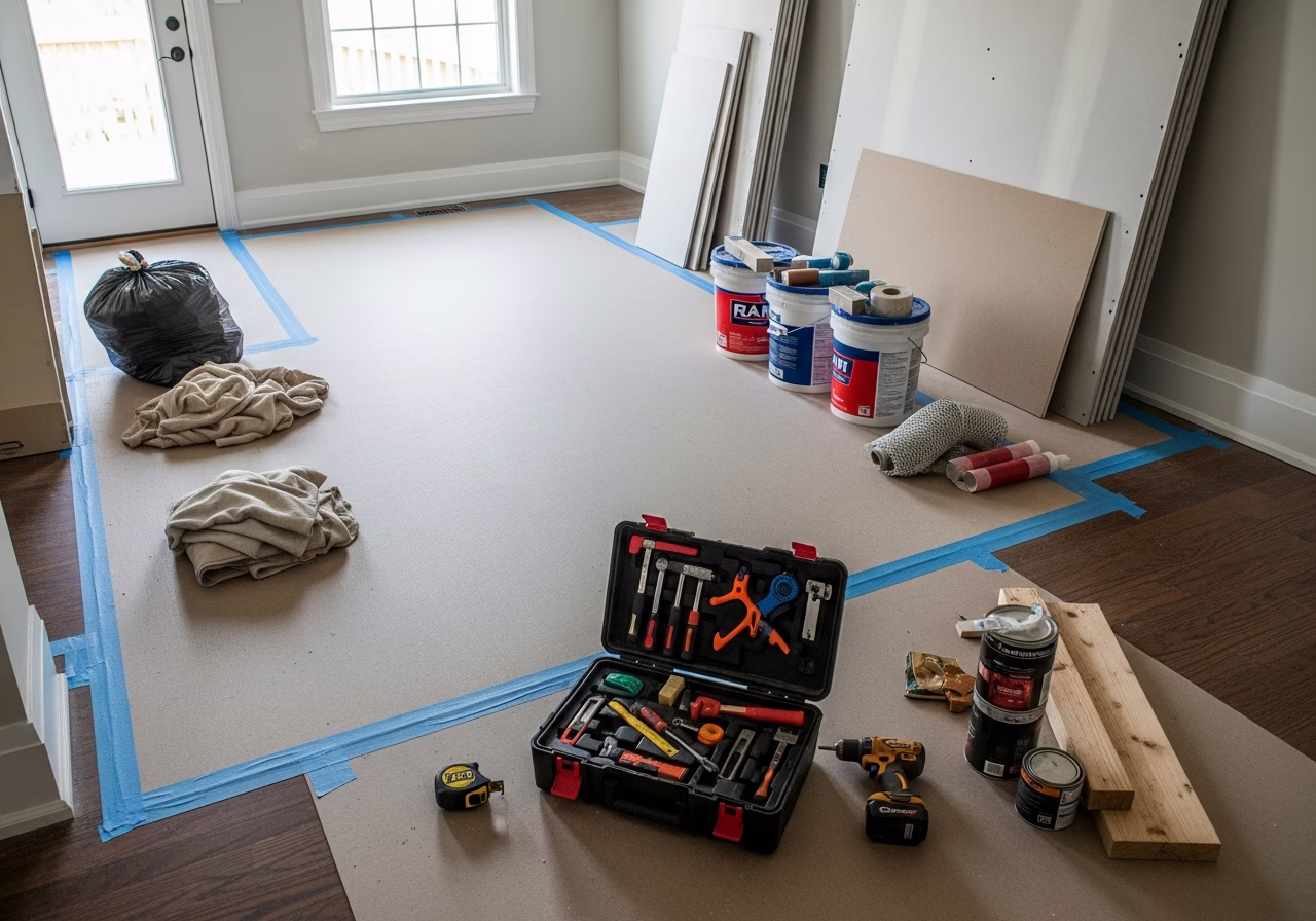 Murphy Bed ROI — tools and materials staged in a Greater Toronto Area home