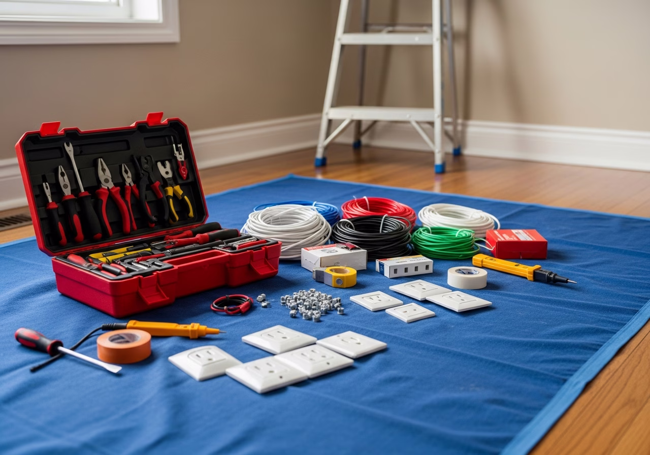 NEMA 14-50 vs Hardwired EV Charger โ tools and materials staged in a Greater Toronto Area home