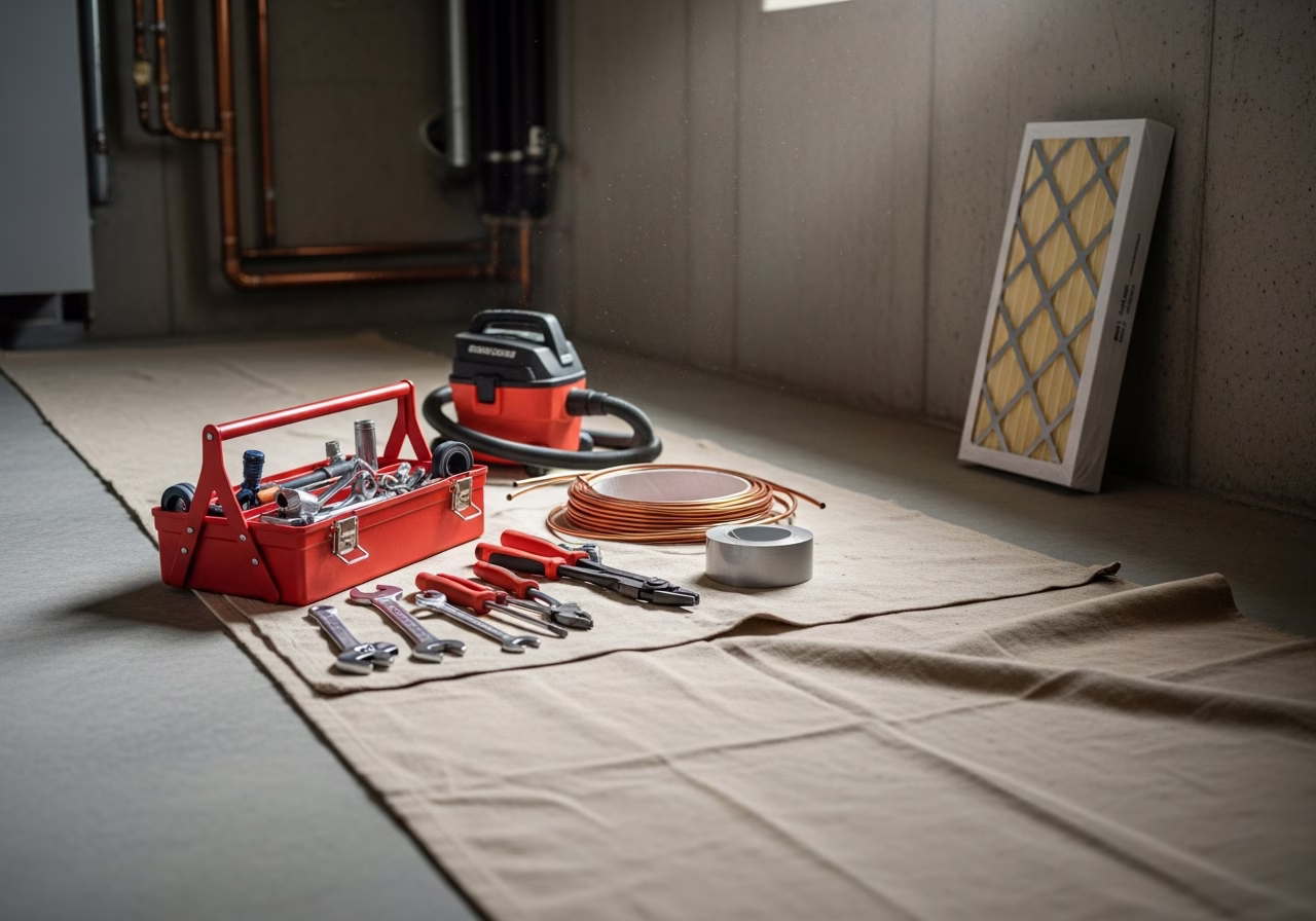 OBC HRV Requirement — tools and materials staged in a Greater Toronto Area home