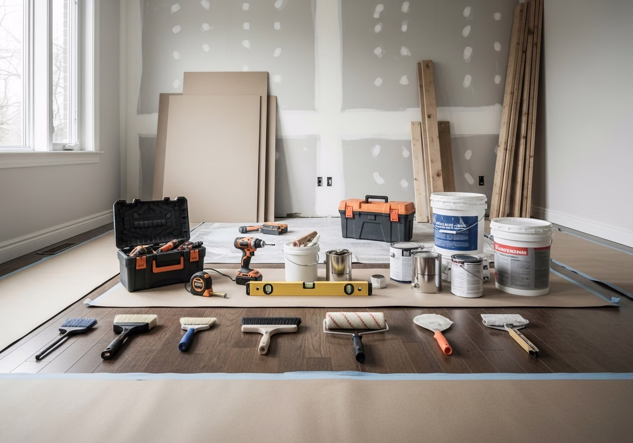 OBC 9.9.10 Egress Window Requirements — tools and materials staged in a Greater Toronto Area home