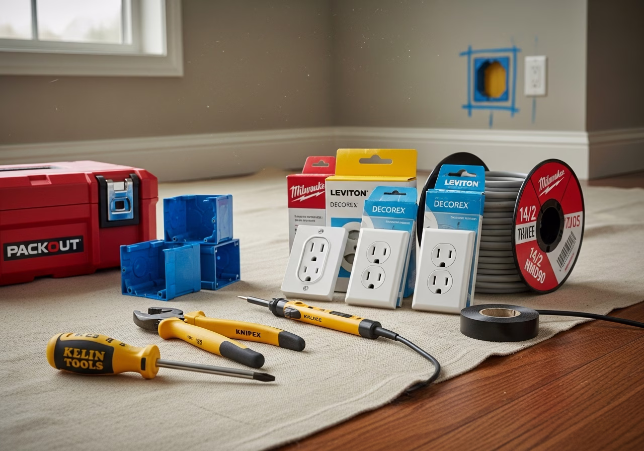 Outdoor EV Charger Installation โ tools and materials staged in a Greater Toronto Area home