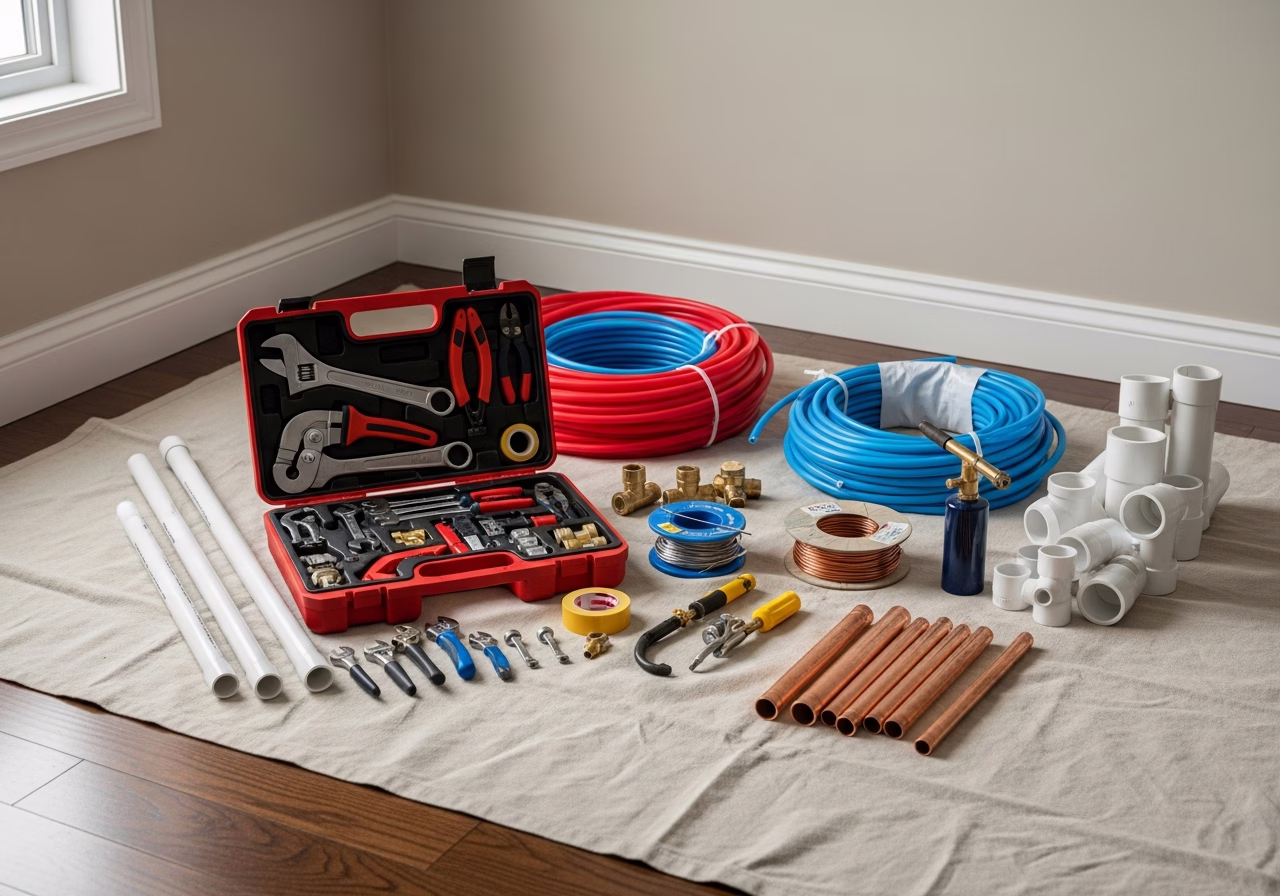 Outdoor Gas Shut-Off Valve โ tools and materials staged in a Greater Toronto Area home