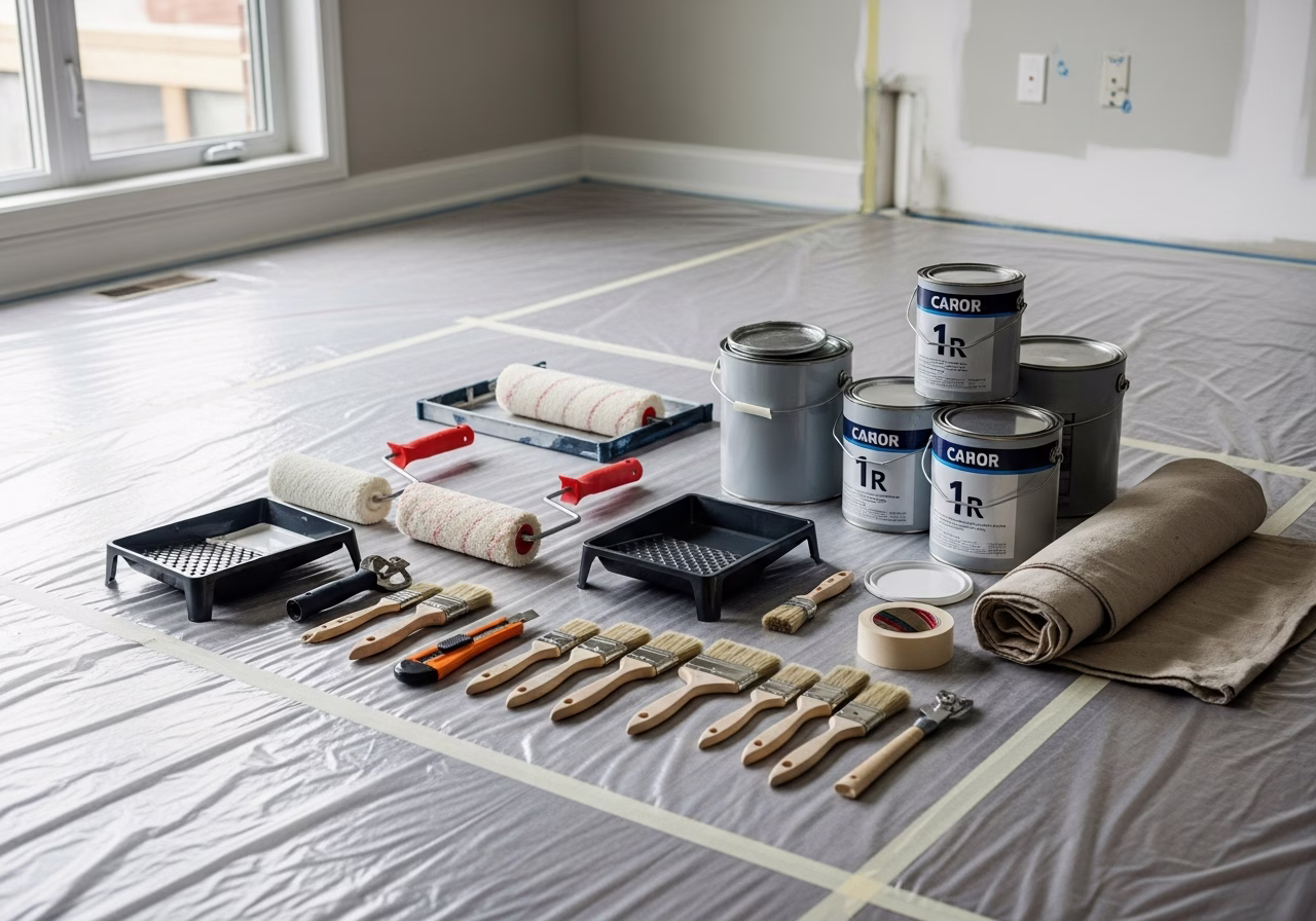 Choosing the Best Painting Company — tools and materials staged in a Greater Toronto Area home