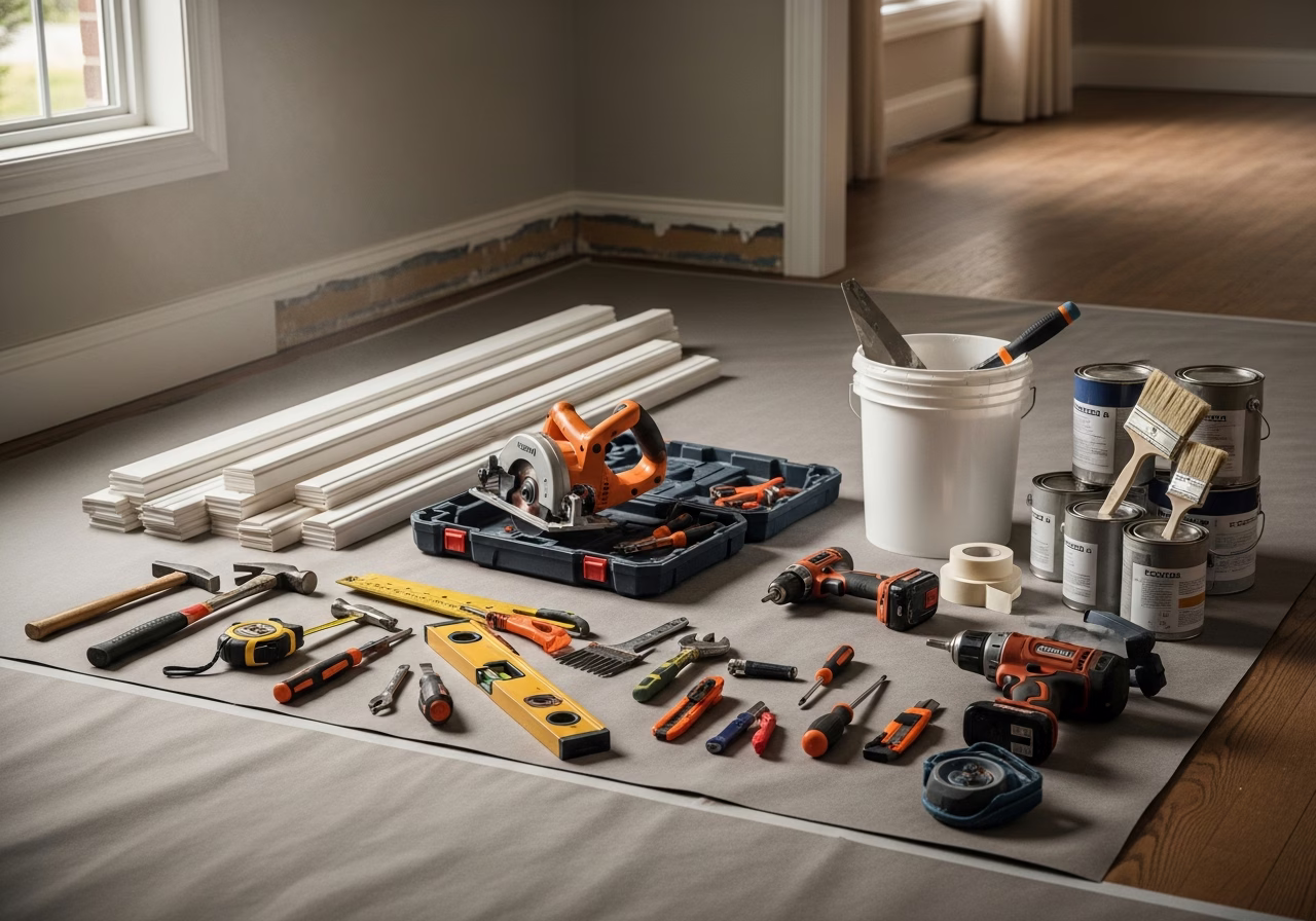 Pet Door Installation โ tools and materials staged in a Greater Toronto Area home