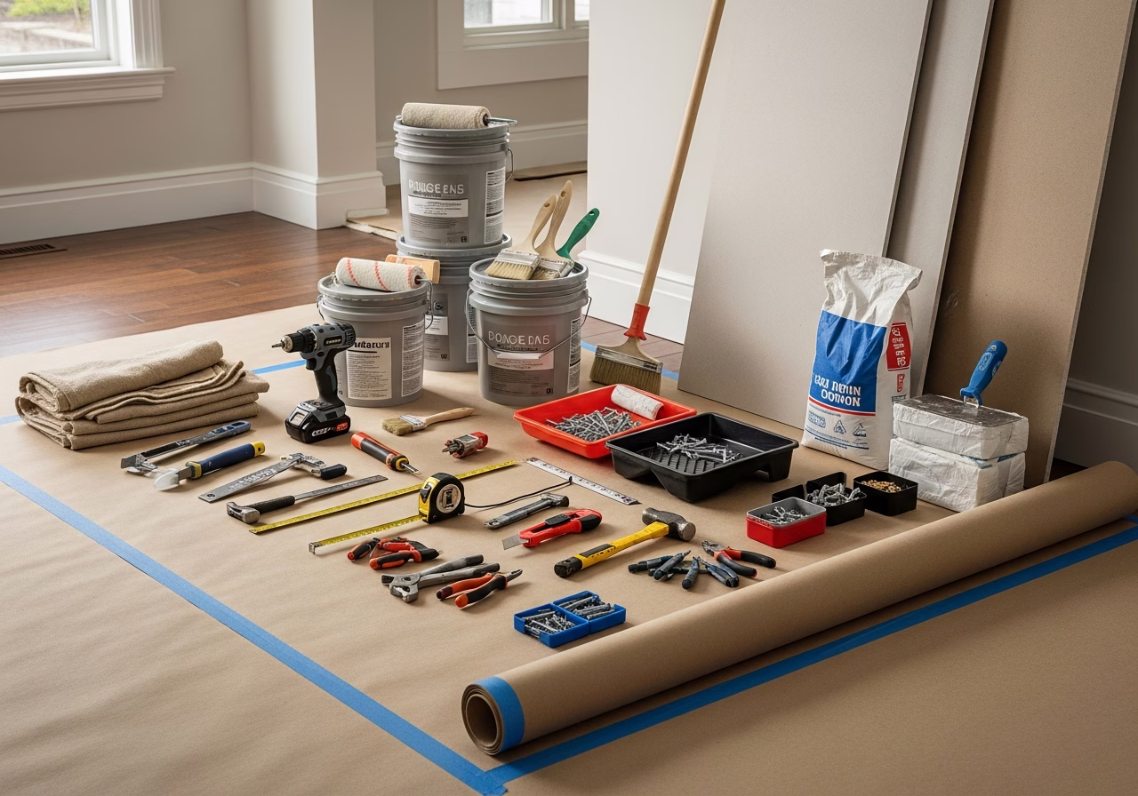 Pet-Friendly Renovation — tools and materials staged in a Greater Toronto Area home
