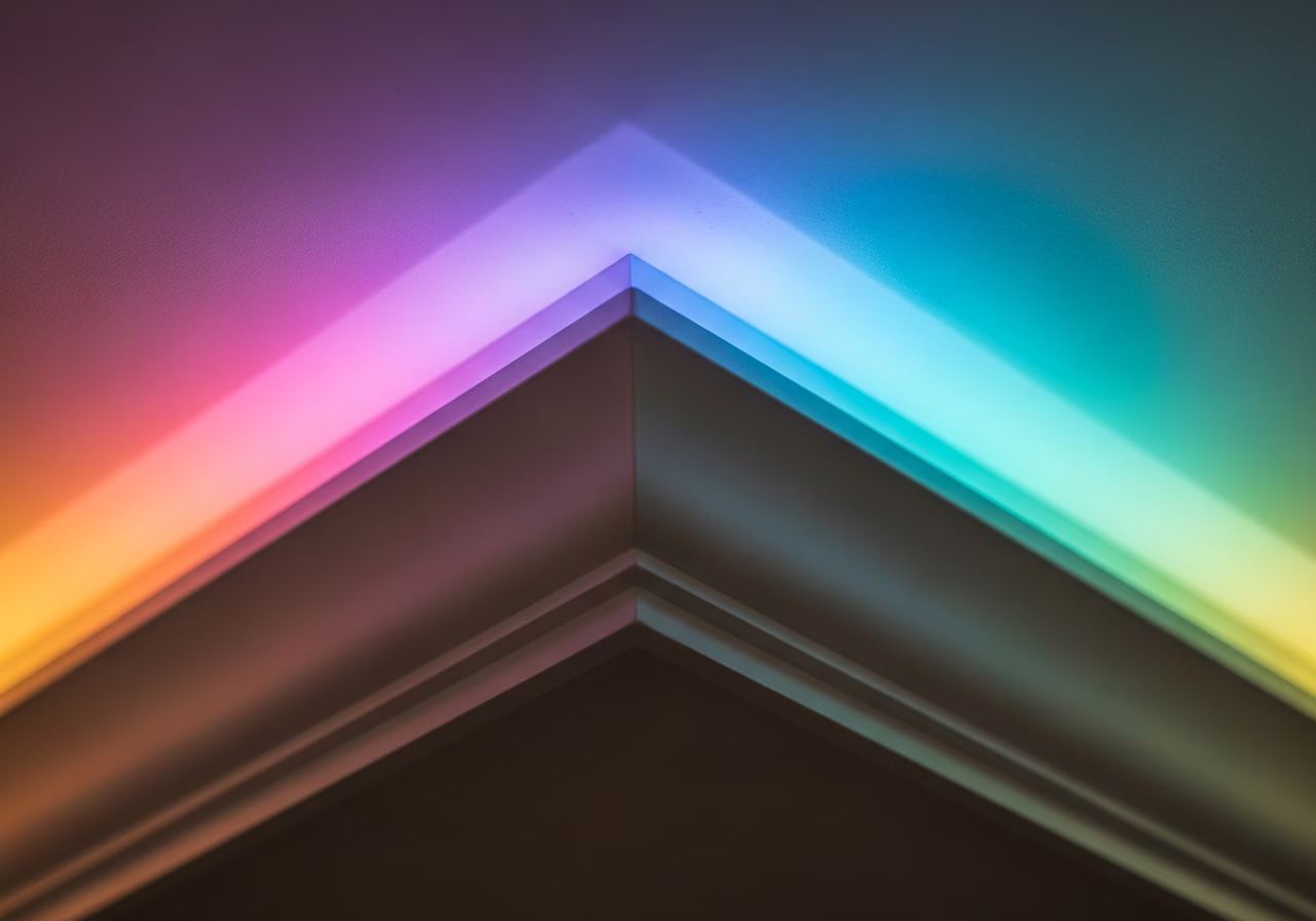 Philips Hue Stretch Ceiling RGB — close-up of professional workmanship in a Toronto-area home