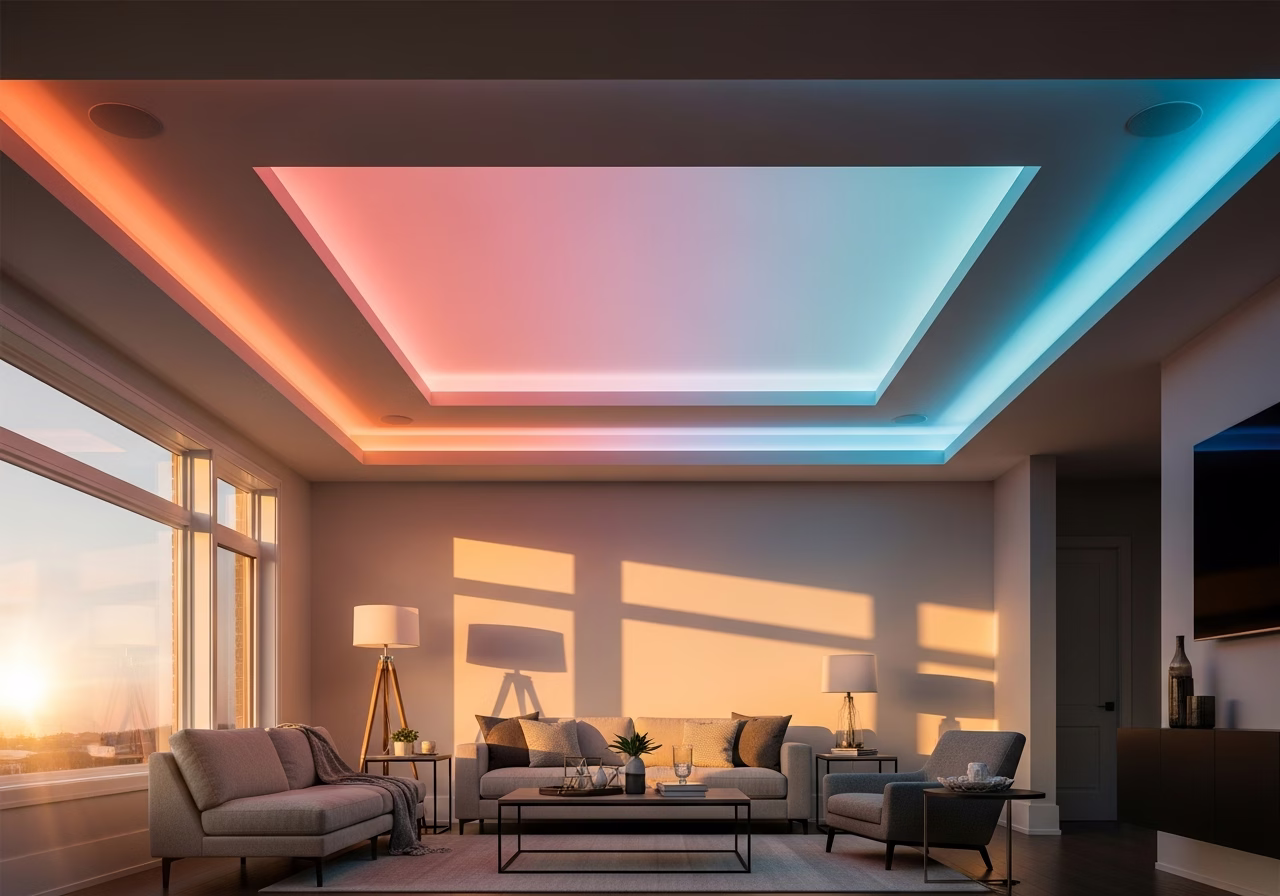 Philips Hue Stretch Ceiling RGB — finished result in a Toronto or GTA home by RenoHouse