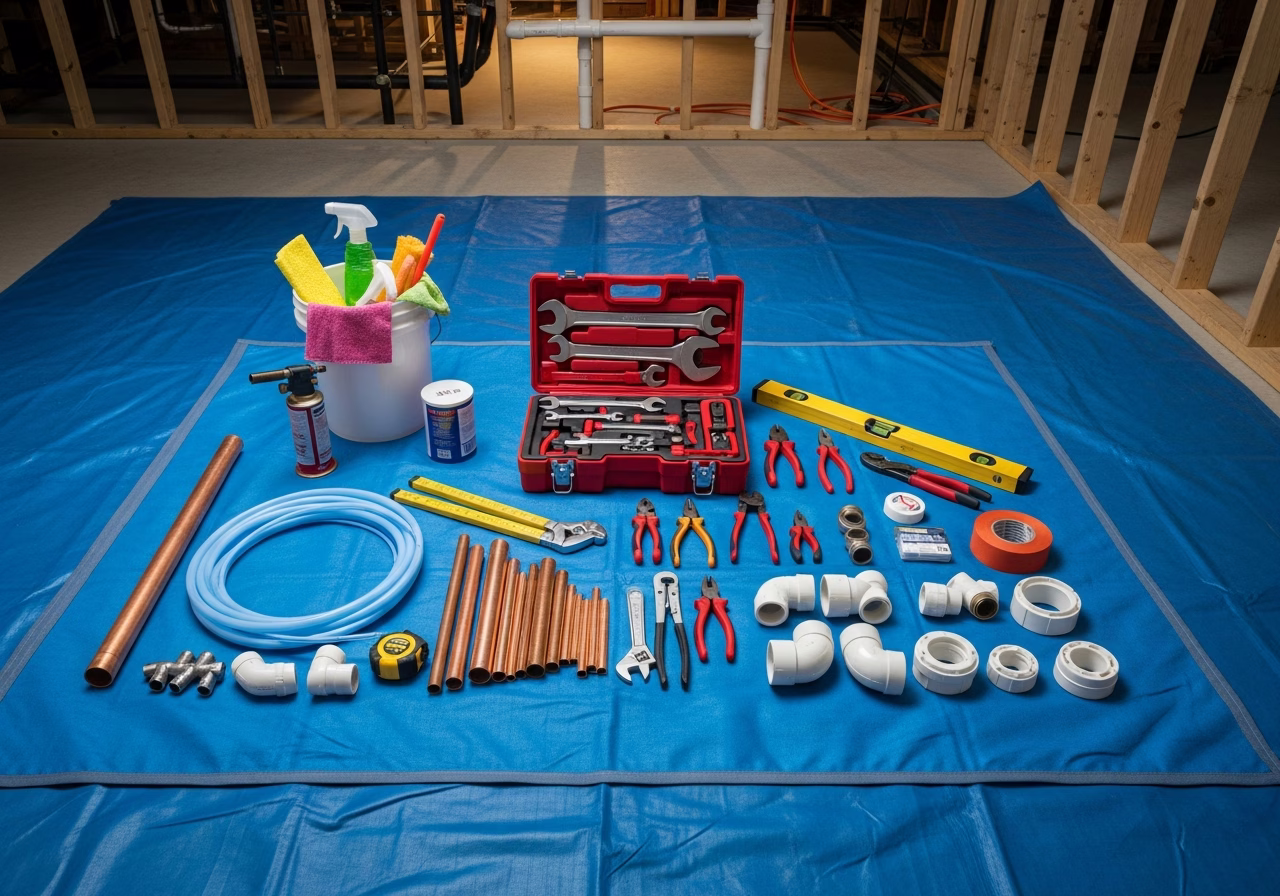 Toronto Plumbing — tools and materials staged in a Greater Toronto Area home