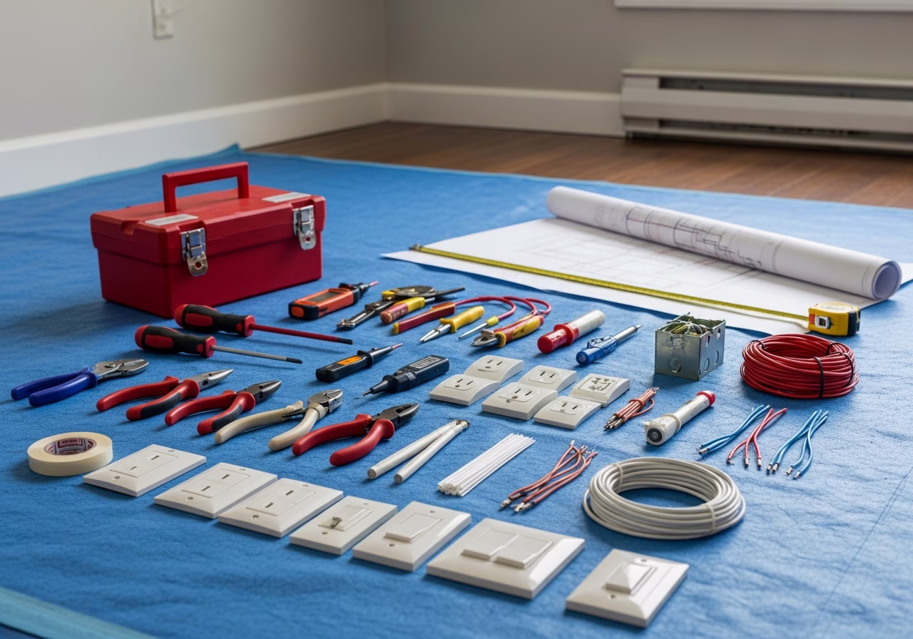 Lighting Renovation — tools and materials staged in a Greater Toronto Area home