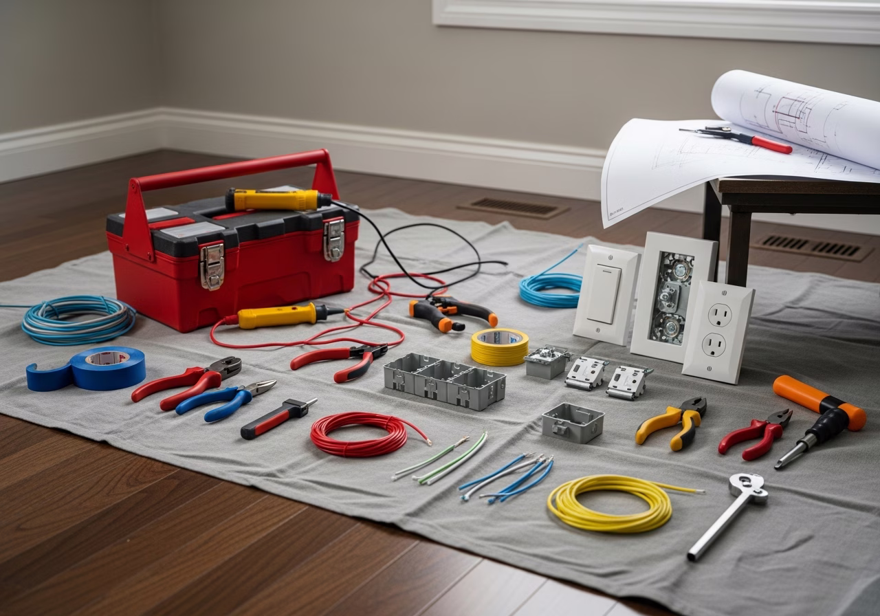 Powerwall โ tools and materials staged in a Greater Toronto Area home