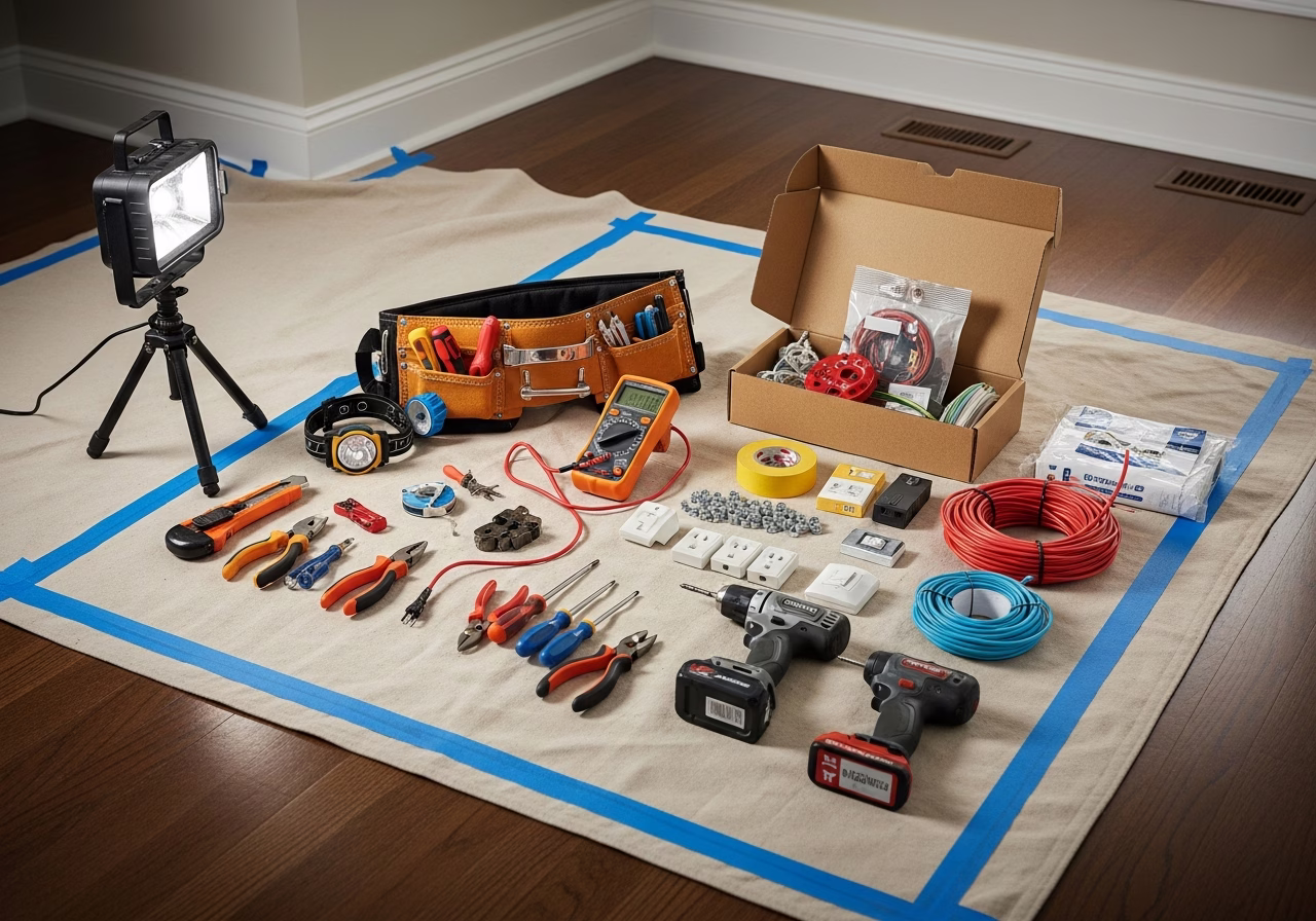 Powerwall During a Power Outage — tools and materials staged in a Greater Toronto Area home