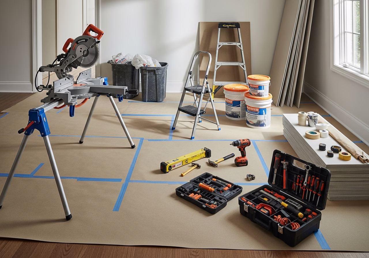 Pre-Listing Paint Refresh — tools and materials staged in a Greater Toronto Area home
