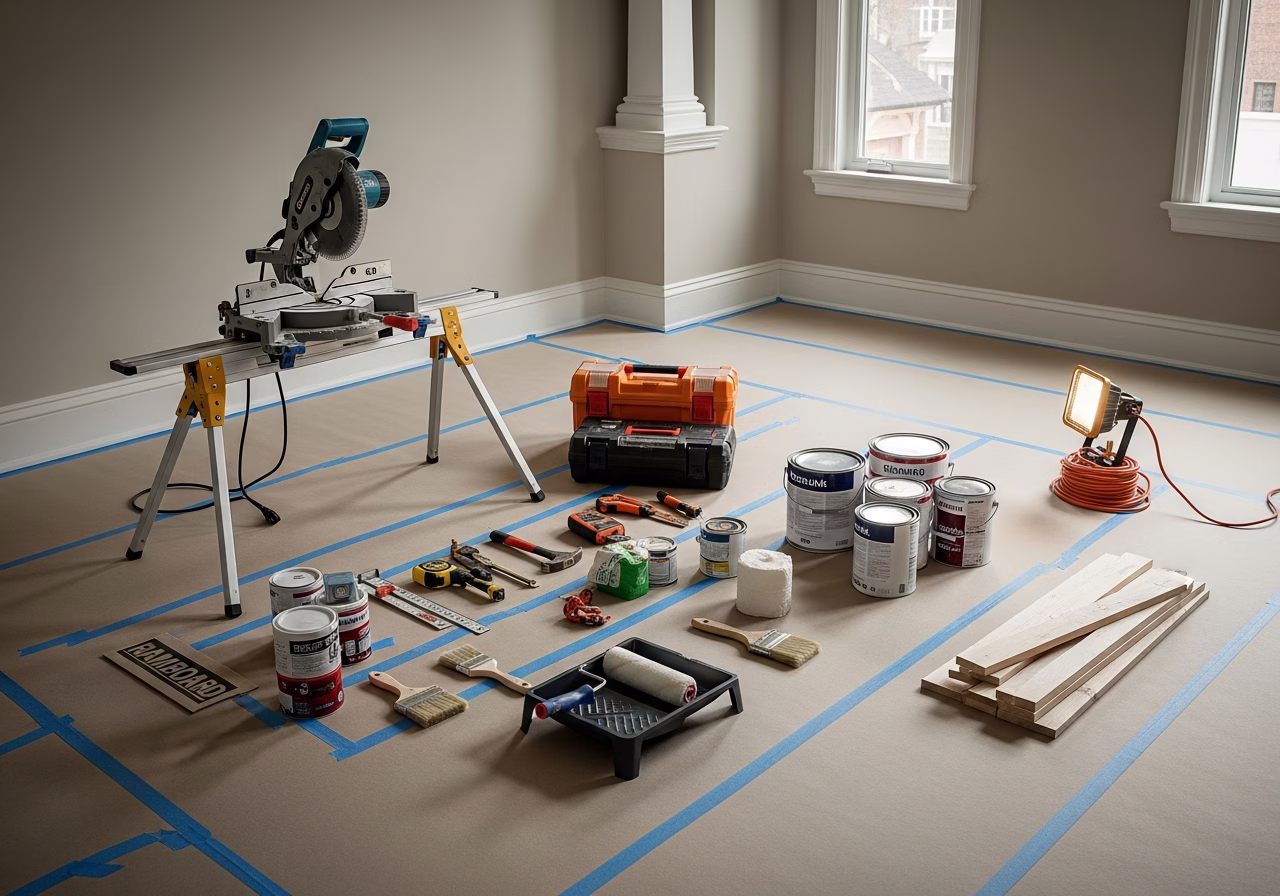 Pre-Sale Budget Tiers — tools and materials staged in a Greater Toronto Area home