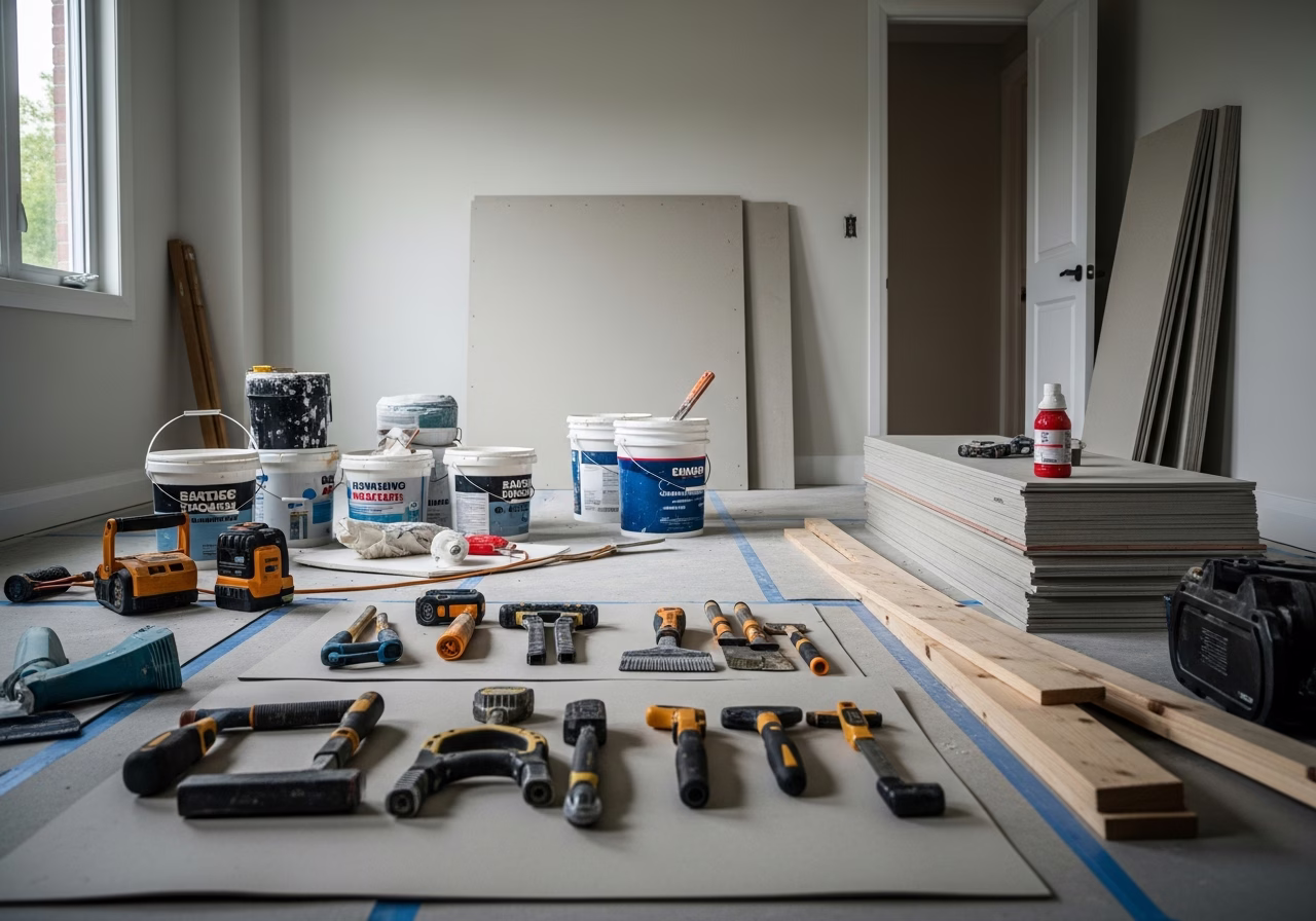 Pre-Sale Condo Renovation — tools and materials staged in a Greater Toronto Area home
