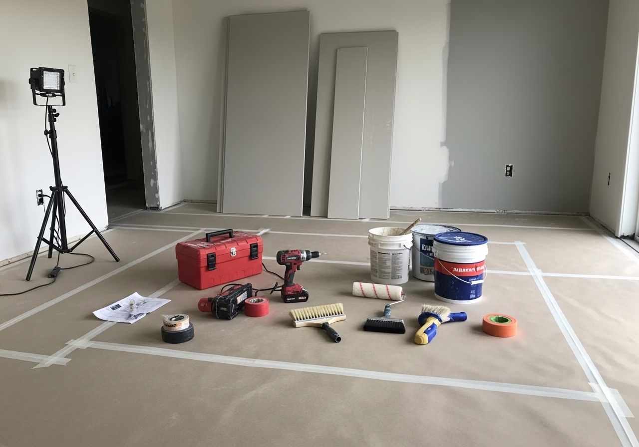 Puppy-Proofing Renovation — tools and materials staged in a Greater Toronto Area home