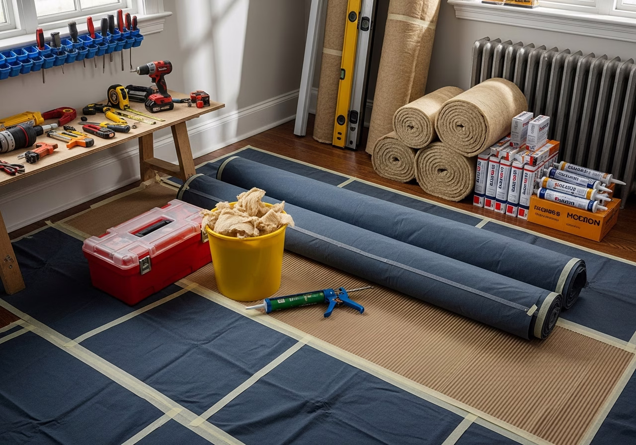 R60 Attic Insulation — tools and materials staged in a Greater Toronto Area home