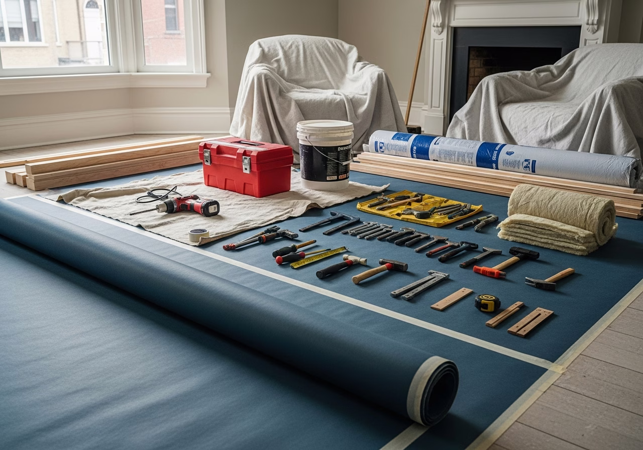 Radon — tools and materials staged in a Greater Toronto Area home