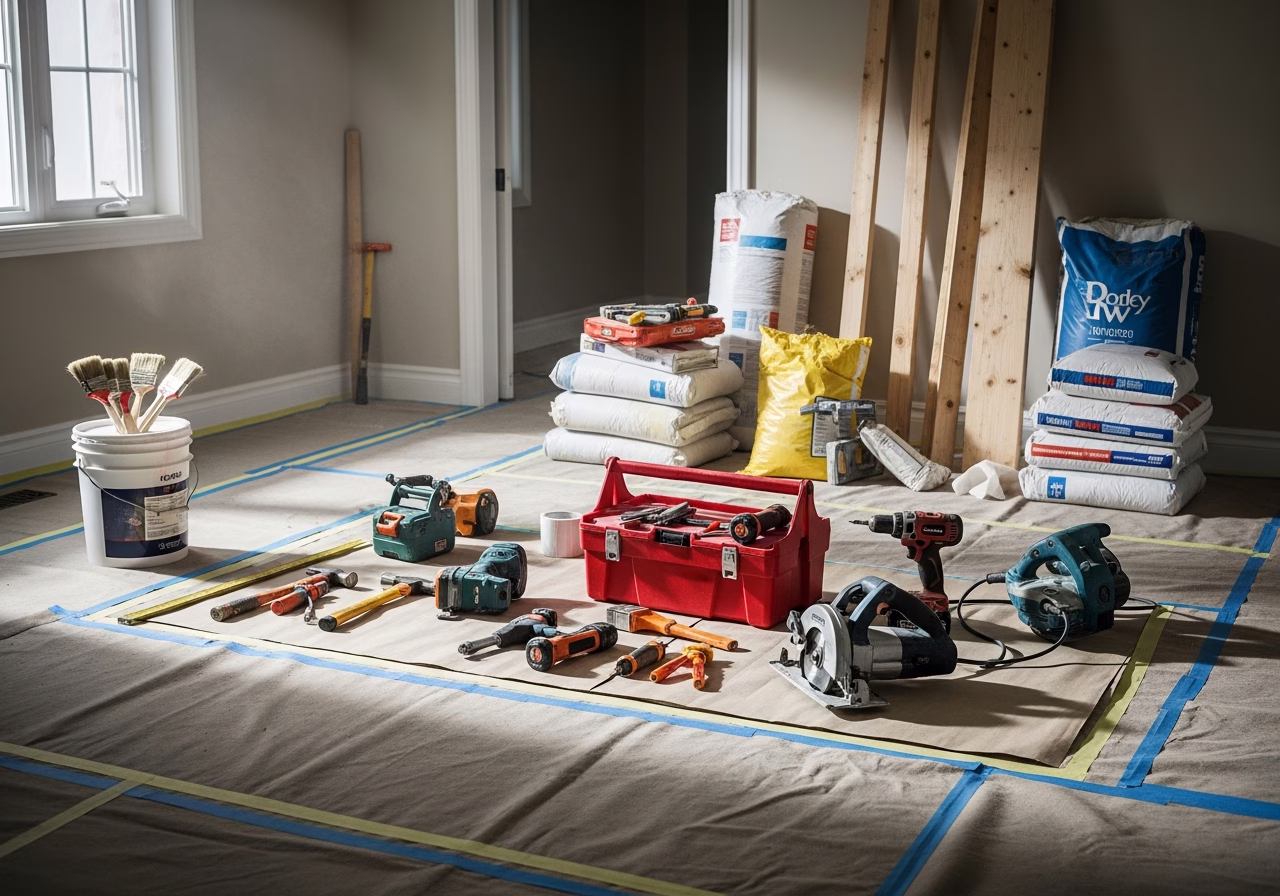 Radon and Energy-Efficient Homes โ tools and materials staged in a Greater Toronto Area home