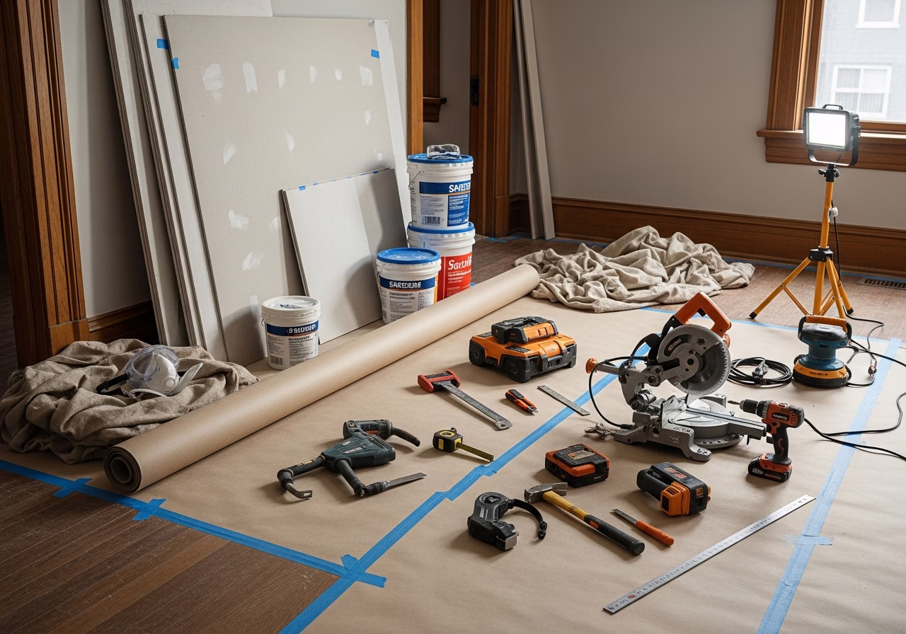 Radon Mitigation — tools and materials staged in a Greater Toronto Area home
