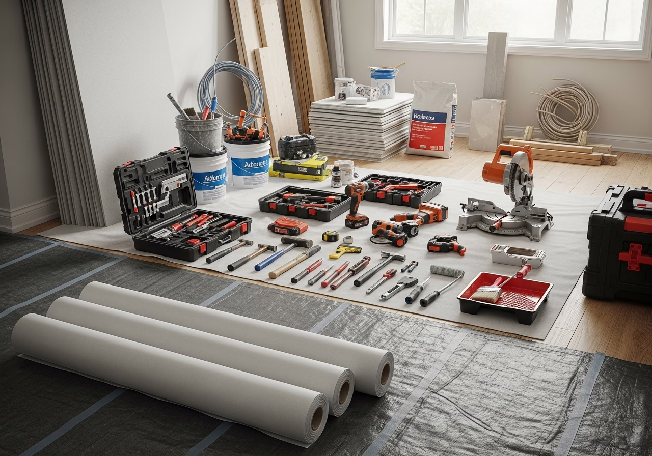 Short-Term vs Long-Term Radon Tests — tools and materials staged in a Greater Toronto Area home