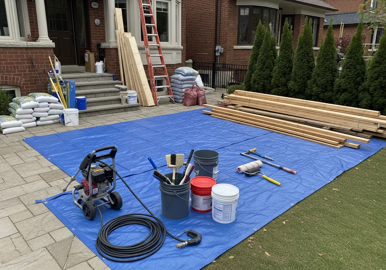 Replacement Windows — tools and materials staged in a Greater Toronto Area home
