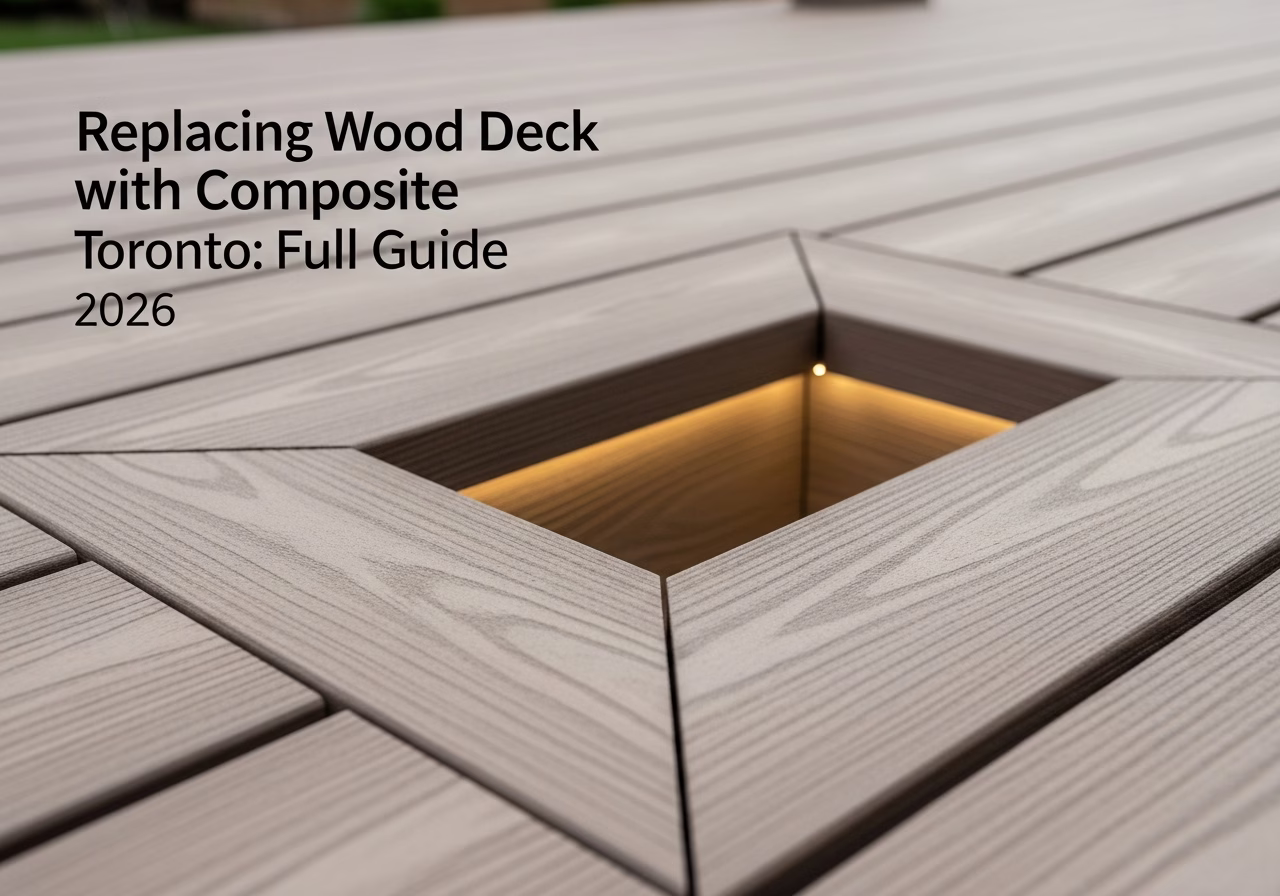 Replacing Wood Deck with Composite โ close-up of professional workmanship in a Toronto-area home