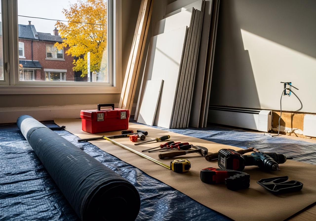 Safety Window Film — tools and materials staged in a Greater Toronto Area home