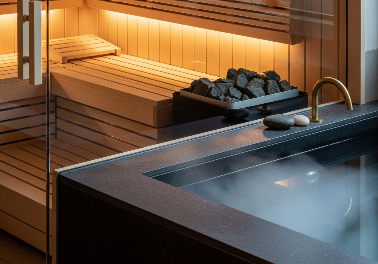 Sauna + Cold Plunge β close-up of professional workmanship in a Toronto-area home
