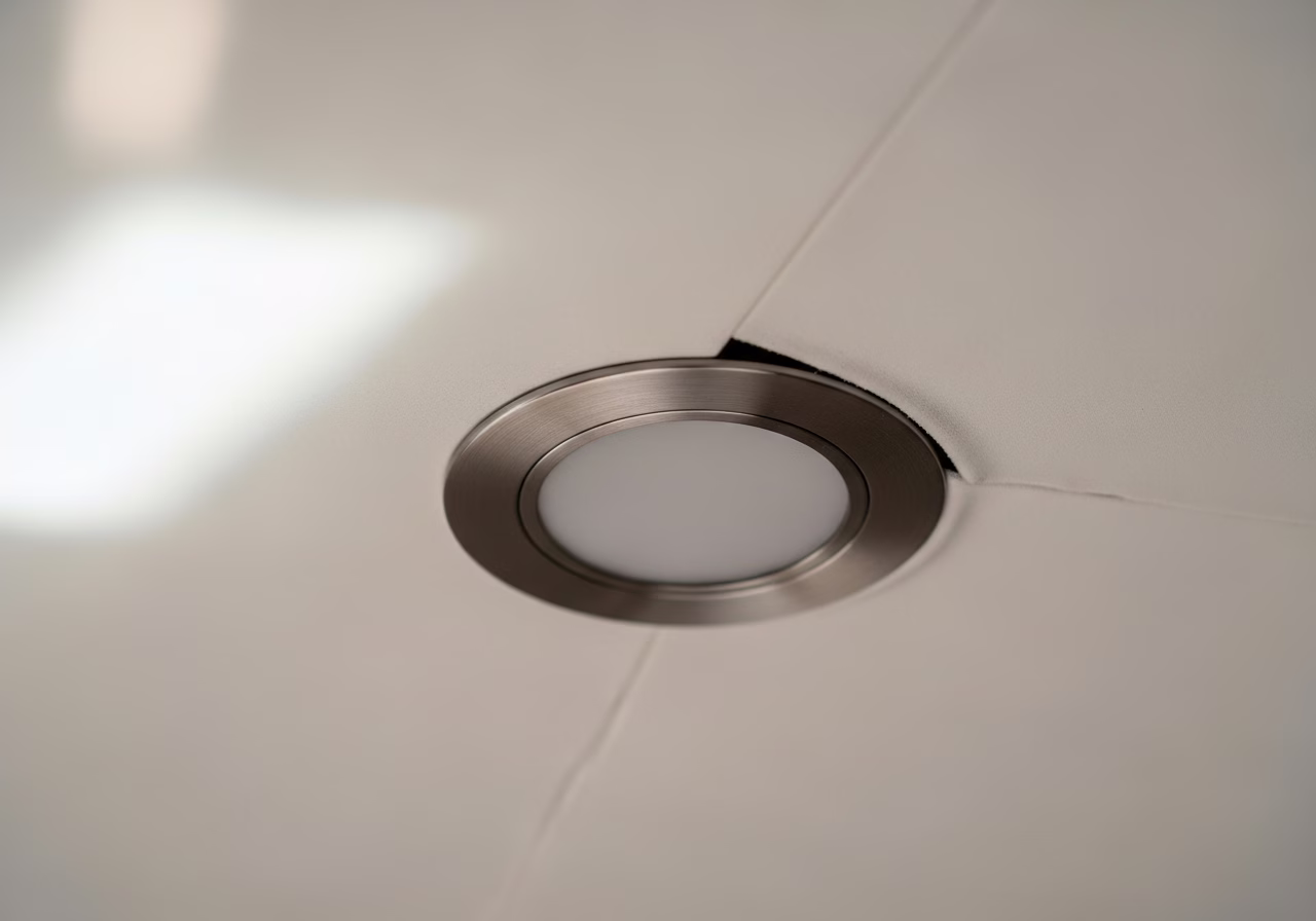 Shooting Star Effect on a Fiber Optic Ceiling — close-up of professional workmanship in a Toronto-area home