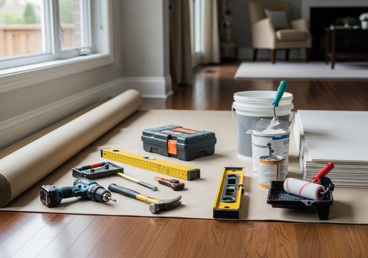 Small Home Repairs You Can Get Done in One Handyman Visit — tools and materials staged in a Greater Toronto Area home