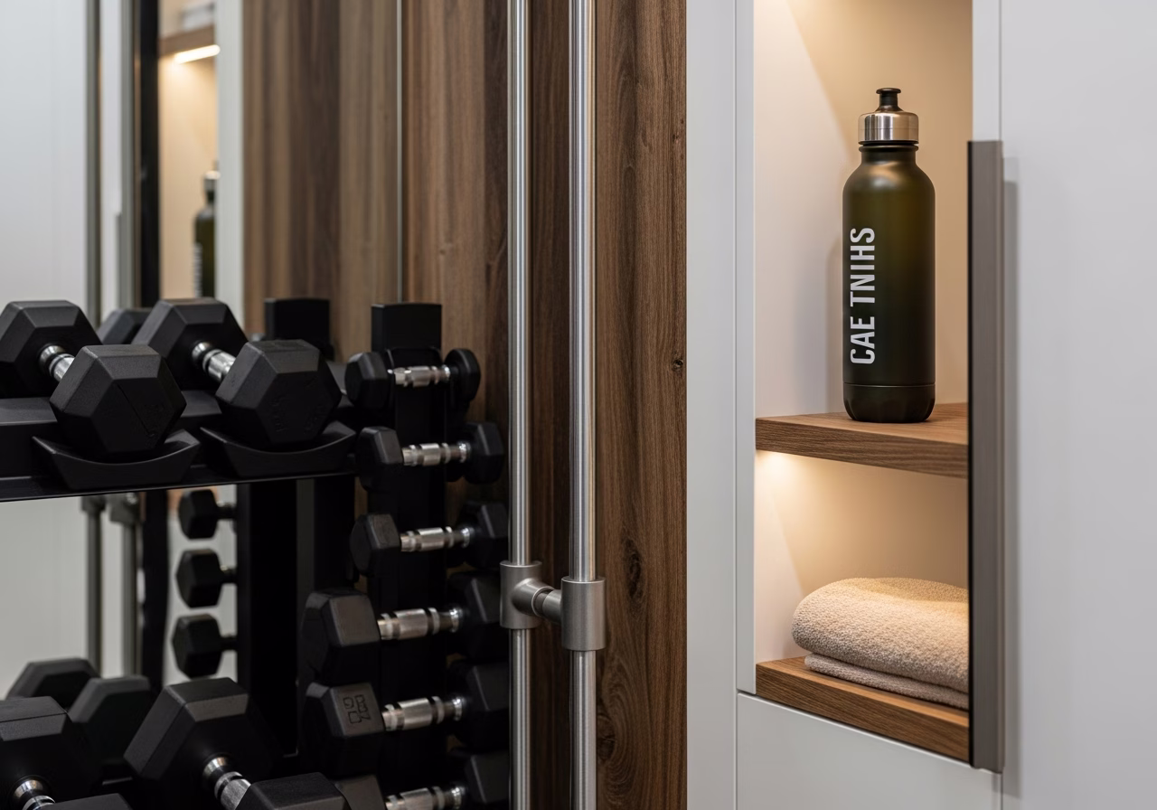 Small Space Home Gym — close-up of professional workmanship in a Toronto-area home