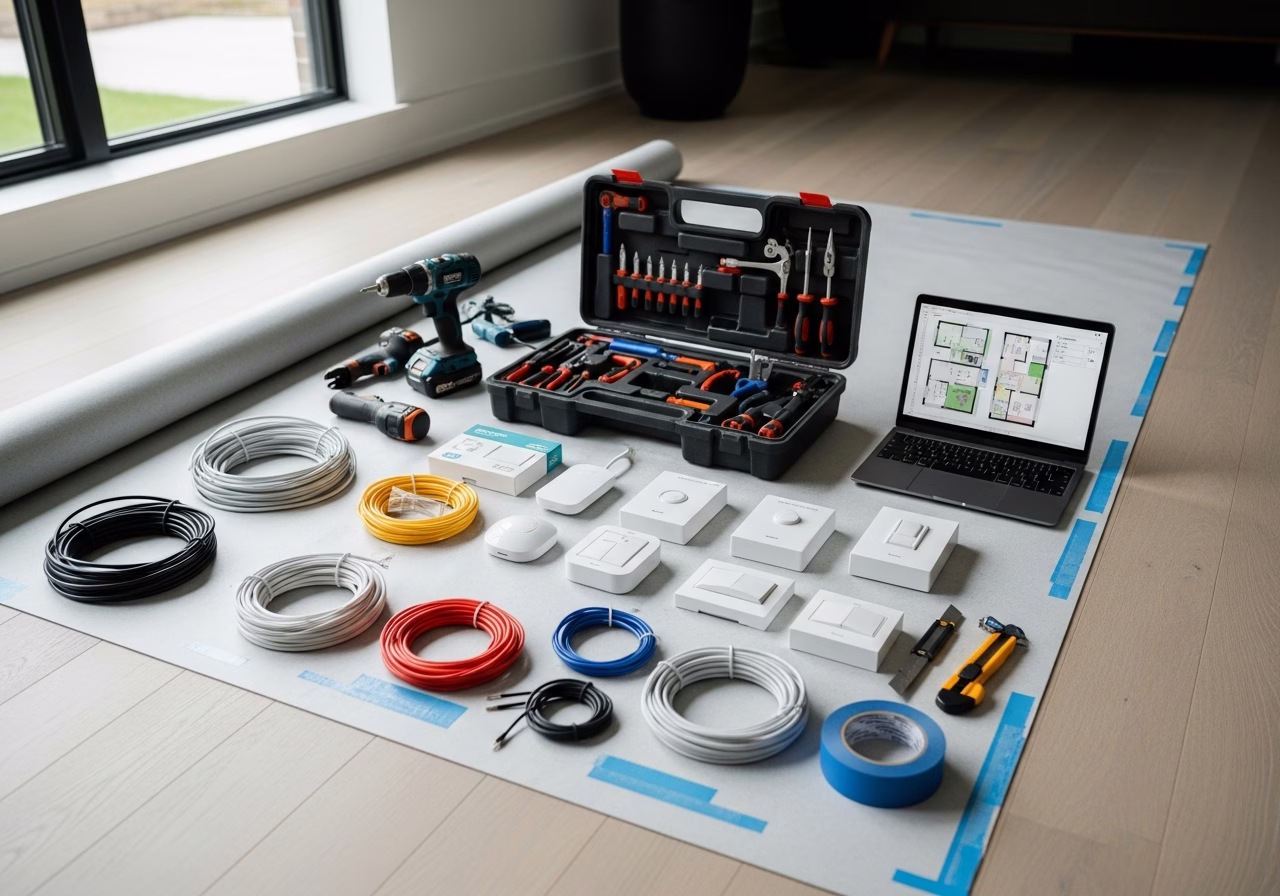 Smart Home Condo Installation — tools and materials staged in a Greater Toronto Area home