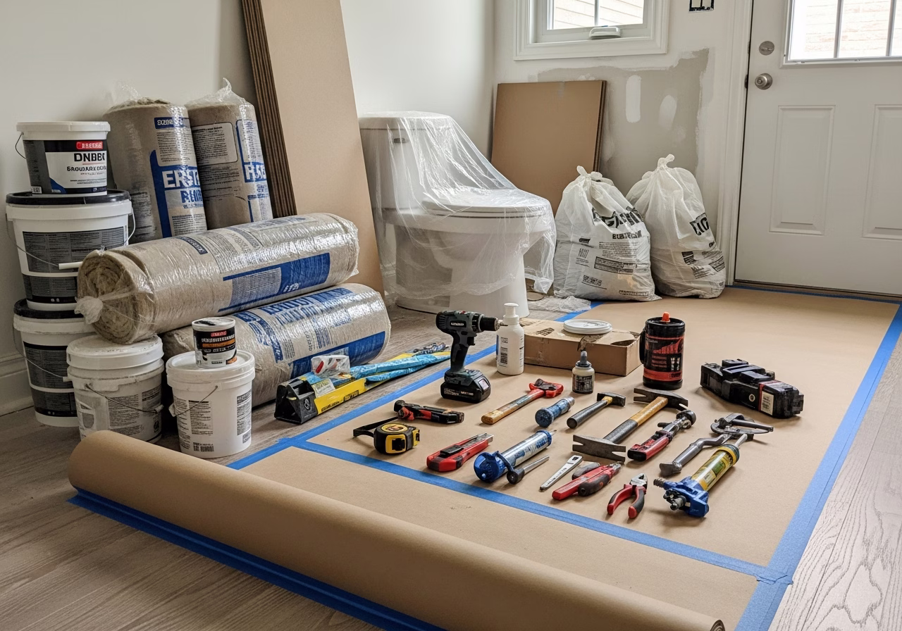 Soundproofing — tools and materials staged in a Greater Toronto Area home