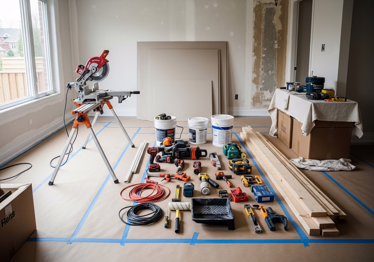Soundproofing Mistakes Toronto Renovation — tools and materials staged in a Greater Toronto Area home