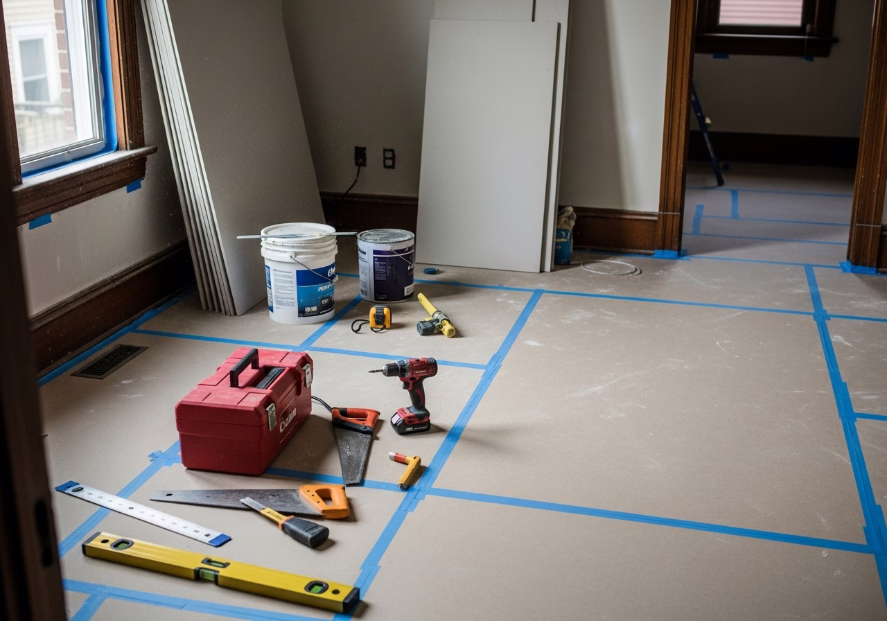 Spray Foam Insulation — tools and materials staged in a Greater Toronto Area home