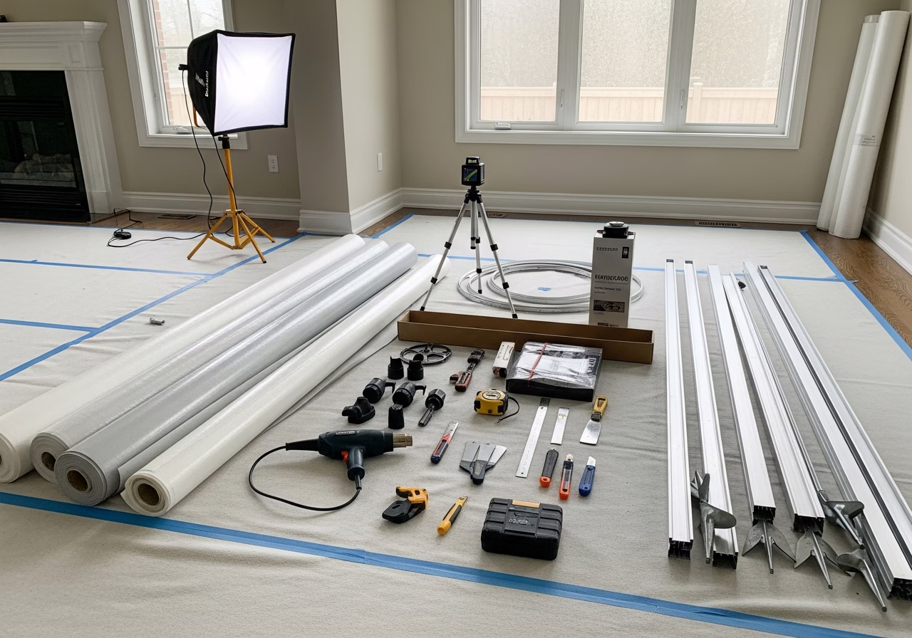 Star Sky Ceiling — tools and materials staged in a Greater Toronto Area home