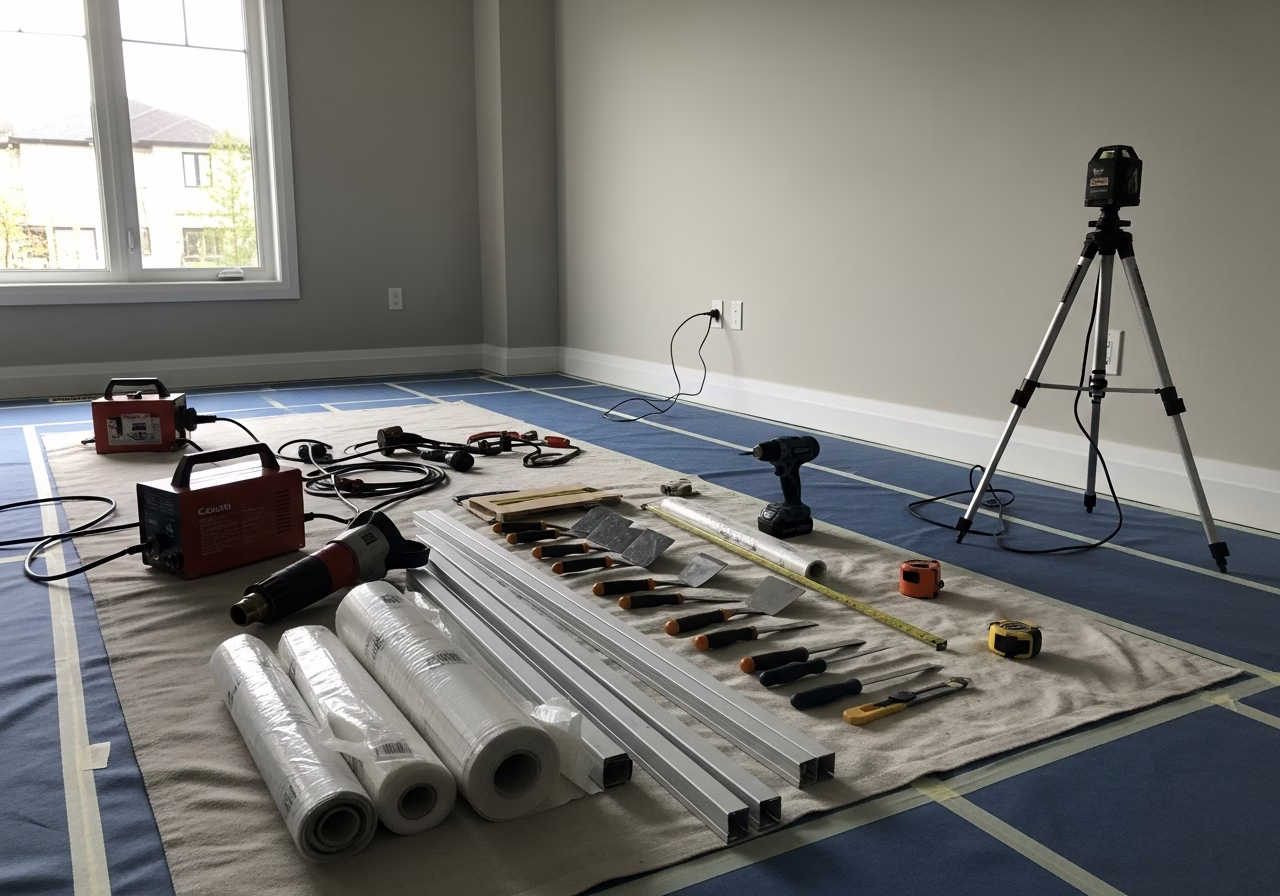 Star Sky Ceiling for Toronto Restaurants and Commercial — tools and materials staged in a Greater Toronto Area home