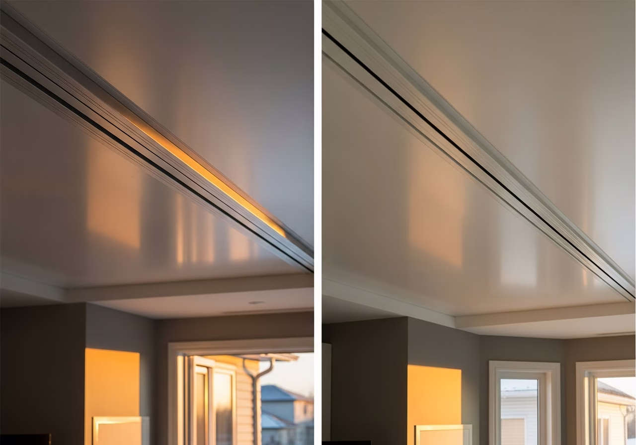 Stretch Ceiling Harpoon Track — finished result in a Toronto or GTA home by RenoHouse