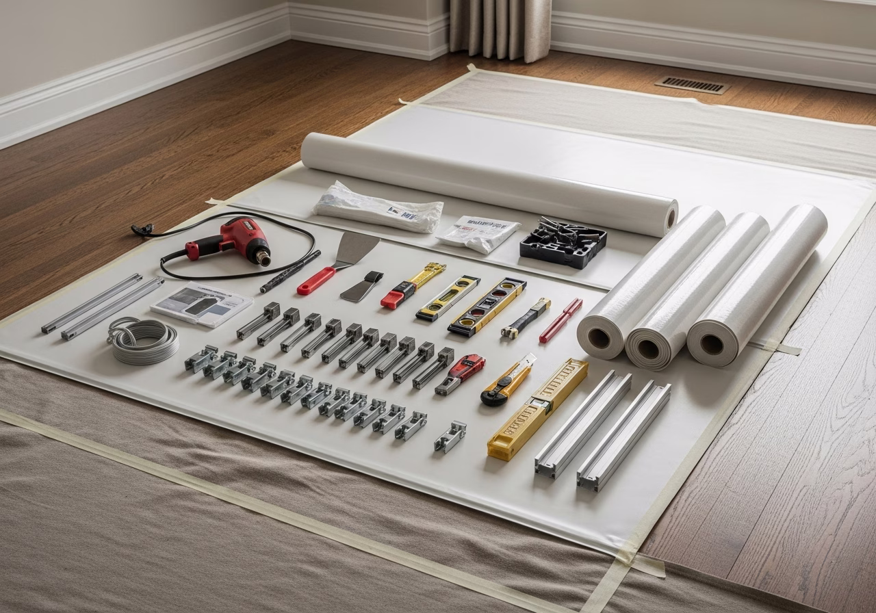 Stretch Ceilings and the Toronto Russian-Canadian — tools and materials staged in a Greater Toronto Area home