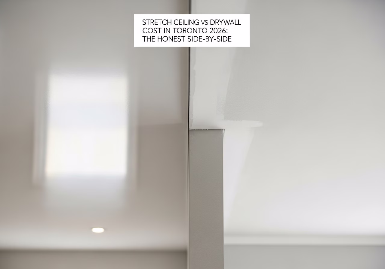 Stretch Ceiling vs Drywall — close-up of professional workmanship in a Toronto-area home