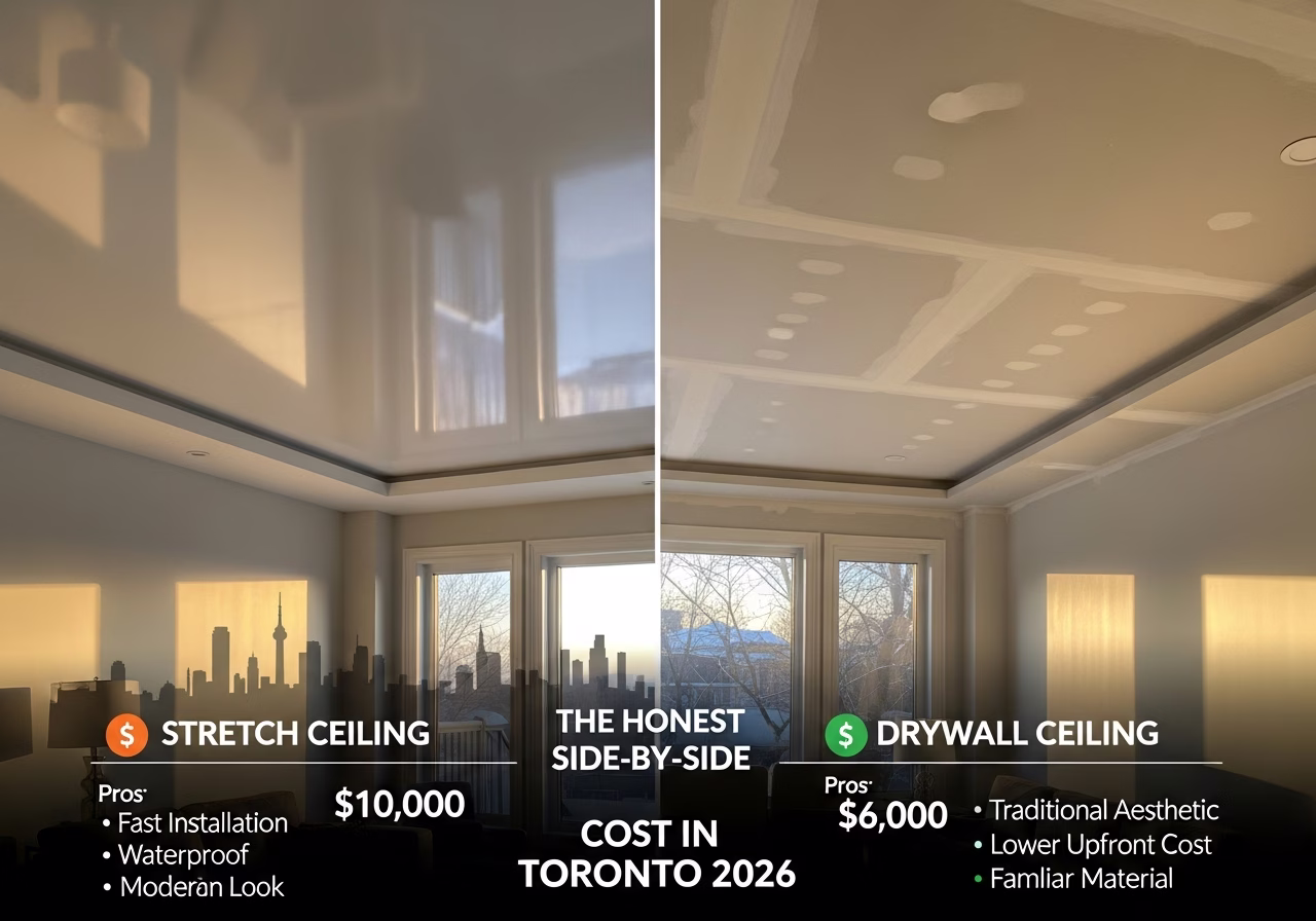 Stretch Ceiling vs Drywall — finished result in a Toronto or GTA home by RenoHouse
