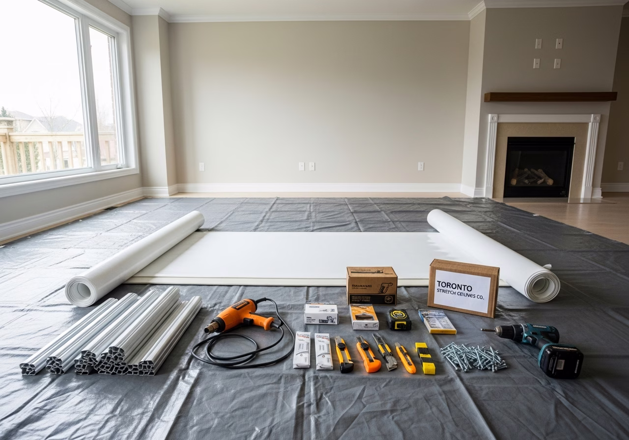 Stretch Ceiling Water Leak Resilience — tools and materials staged in a Greater Toronto Area home