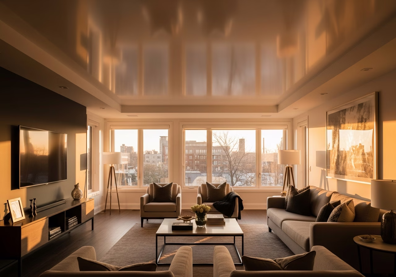 Stretch Ceiling Water Leak Resilience — finished result in a Toronto or GTA home by RenoHouse
