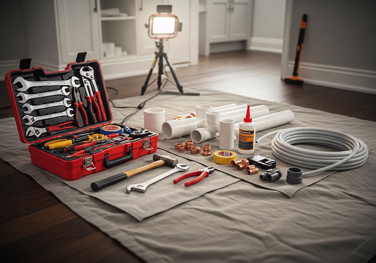 Sump Pump Installation Guide for GTA Basements — tools and materials staged in a Greater Toronto Area home