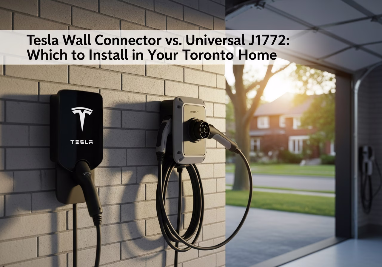 Tesla Wall Connector vs. Universal J1772 — finished result in a Toronto or GTA home by RenoHouse