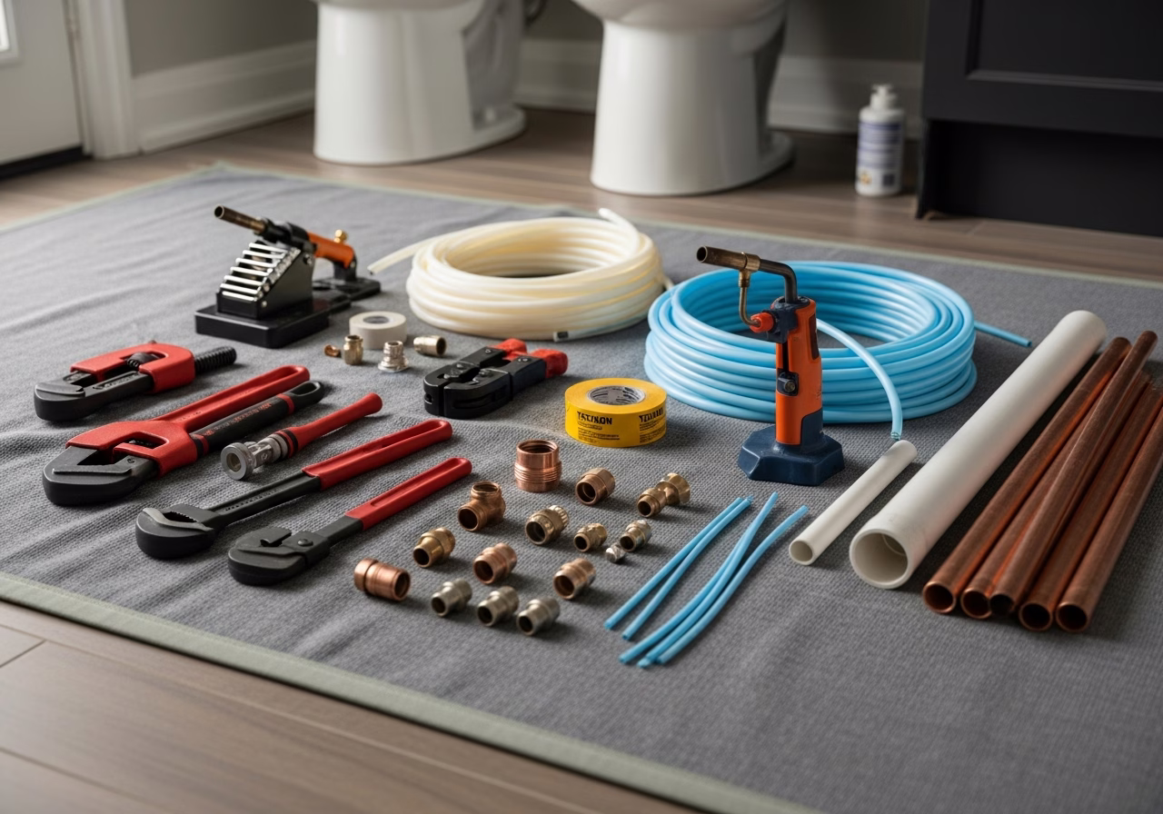 Common Toilet Problems and When You Need a Plumber โ tools and materials staged in a Greater Toronto Area home
