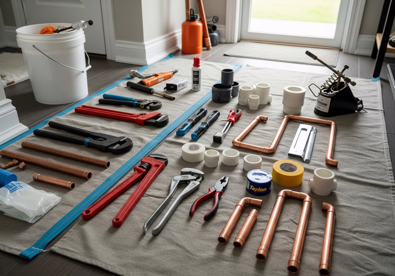 Toronto Lead Service Replacement Program — tools and materials staged in a Greater Toronto Area home