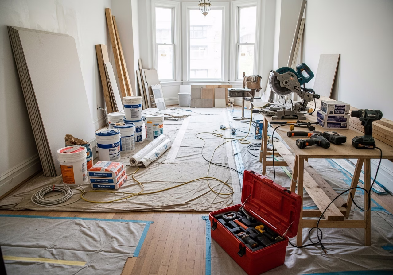 Townhouse Renovation — tools and materials staged in a Greater Toronto Area home